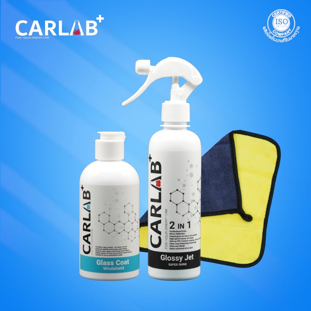 ชุดคู่หูดูแลรถยนต์ CARLAB+ น้ำยาเคลือบเงา และ น้ำยาเคลือบกระจก
