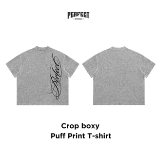 (สกรีนนูน)อัปเดตลายใหม่2*Crop boxy T-shirt เสื้อยืดทรง บ็อกซี่ รุ่น(สกรีนนูน) คอฟิต - PERFECTBRAND