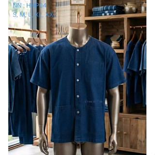 เสื้อหม้อห้อม หม้อฮ่อม แพร่ ของแท้ คอกลม แบบดั้งเดิม คอเฮง ก…