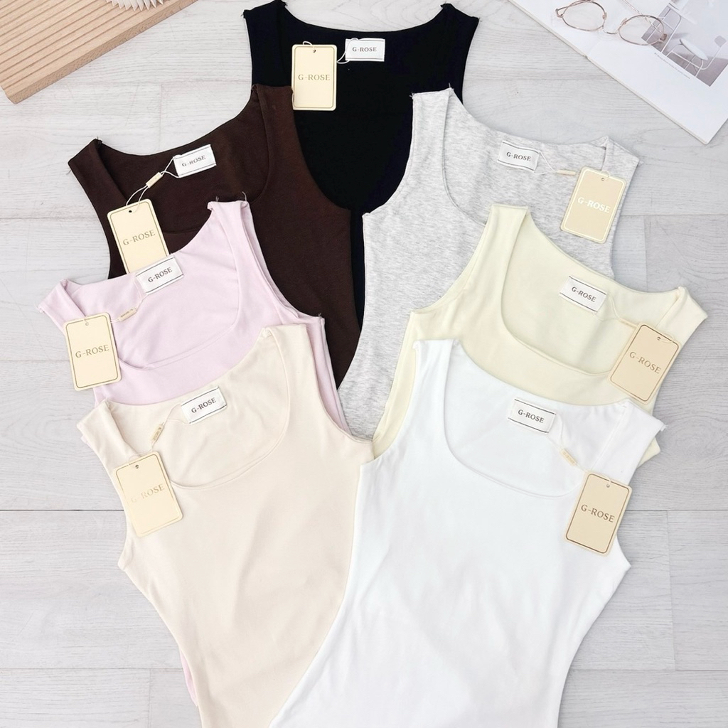 เสื้อครอปกล้ามทรงคอเหลี่ยม ปิดหลัง - G-Rose