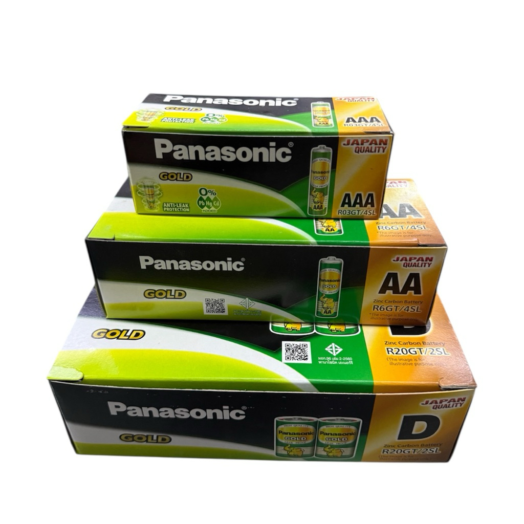 (ยกกล่อง) ถ่าน Panasonic Gold AA, AAA, D ถ่านไฟฉาย Zinc Carbon ของแท้