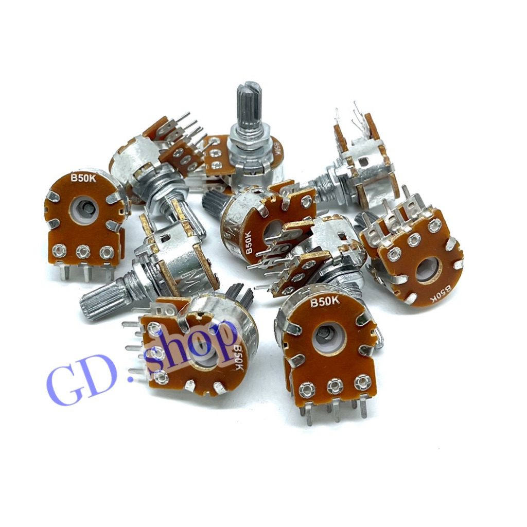 VR วอลลุ่ม 6 ขา VR 2 ชั้น แกนยาว17มิล ตัวต้านทานปรับค่าได้ 1K 2K 5K 10K 20K 50K 100K 250K 500K 1M