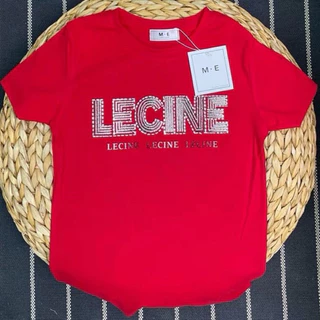 เสื้อยืดคอกลมแขนสั้น รีดเพชรลาย LECINE ป้าย ME