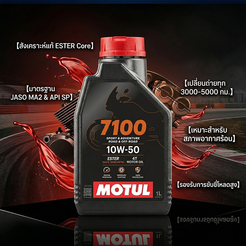 [แท้ 100%] น้ำมันเครื่องสังเคราะห์ 10W-50 4T (รุ่น 7100) Ester Core 1 ลิตร สำหรับบิ๊กไบค์และรถทัวร์ริ่ง - มอทูล