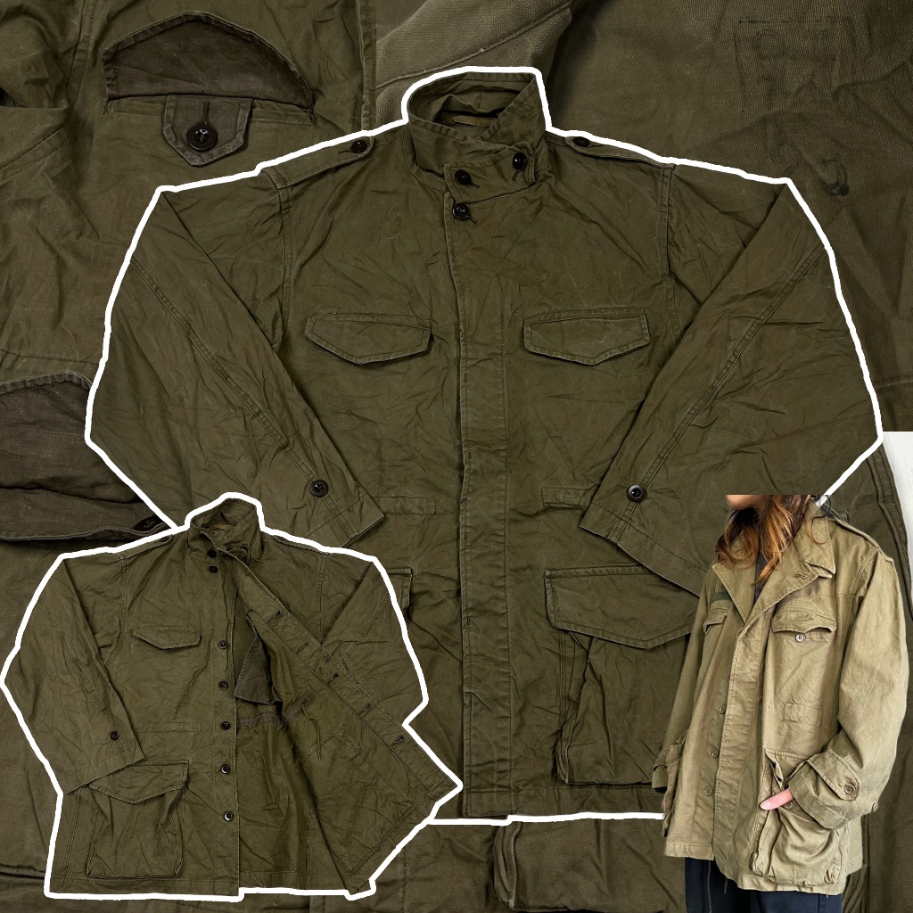 แจ็คเก็ตวินเทจ 1950s Genuine French Army M47 Field Jacket Military Combat Coat แจ็คเก็ตทหาร ทหารแท้ 