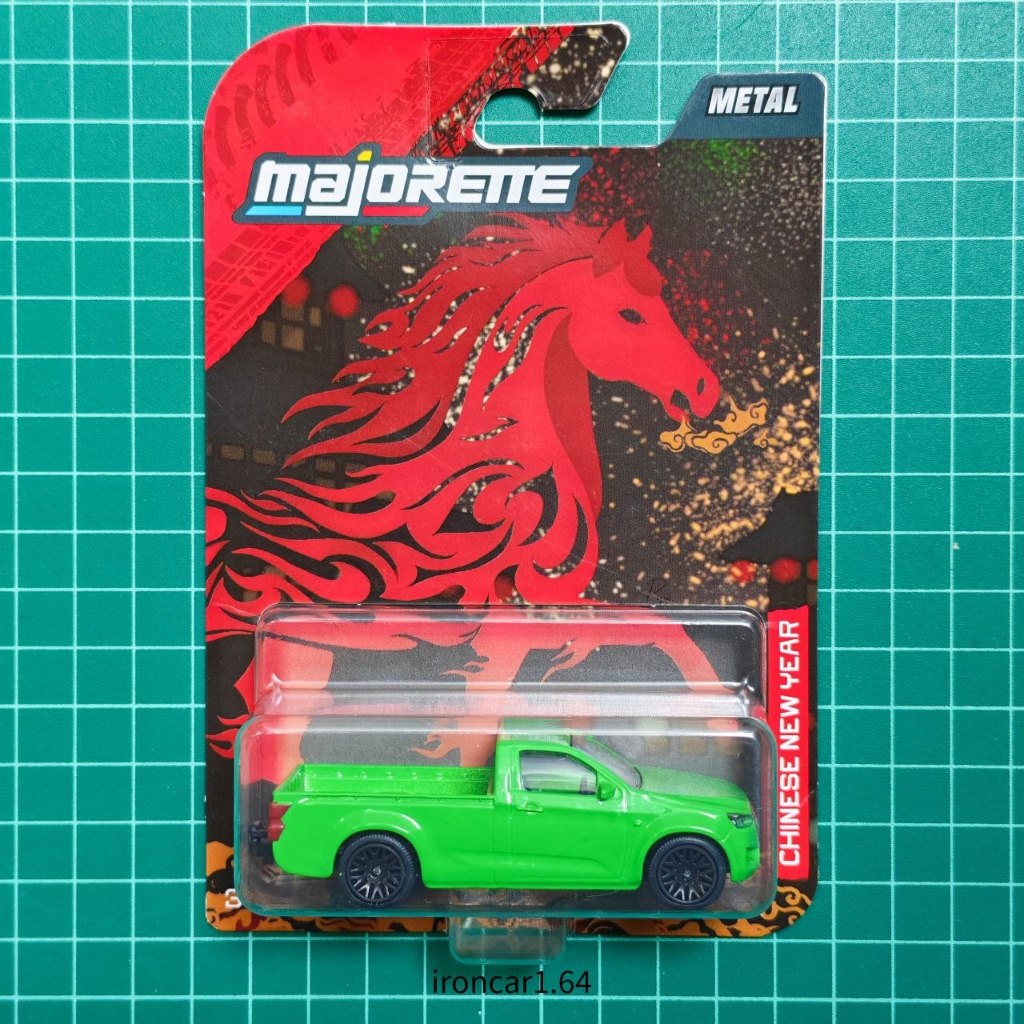 โมเดลรถ majorette Isuzu dmax รถกระบะ สีเขียว