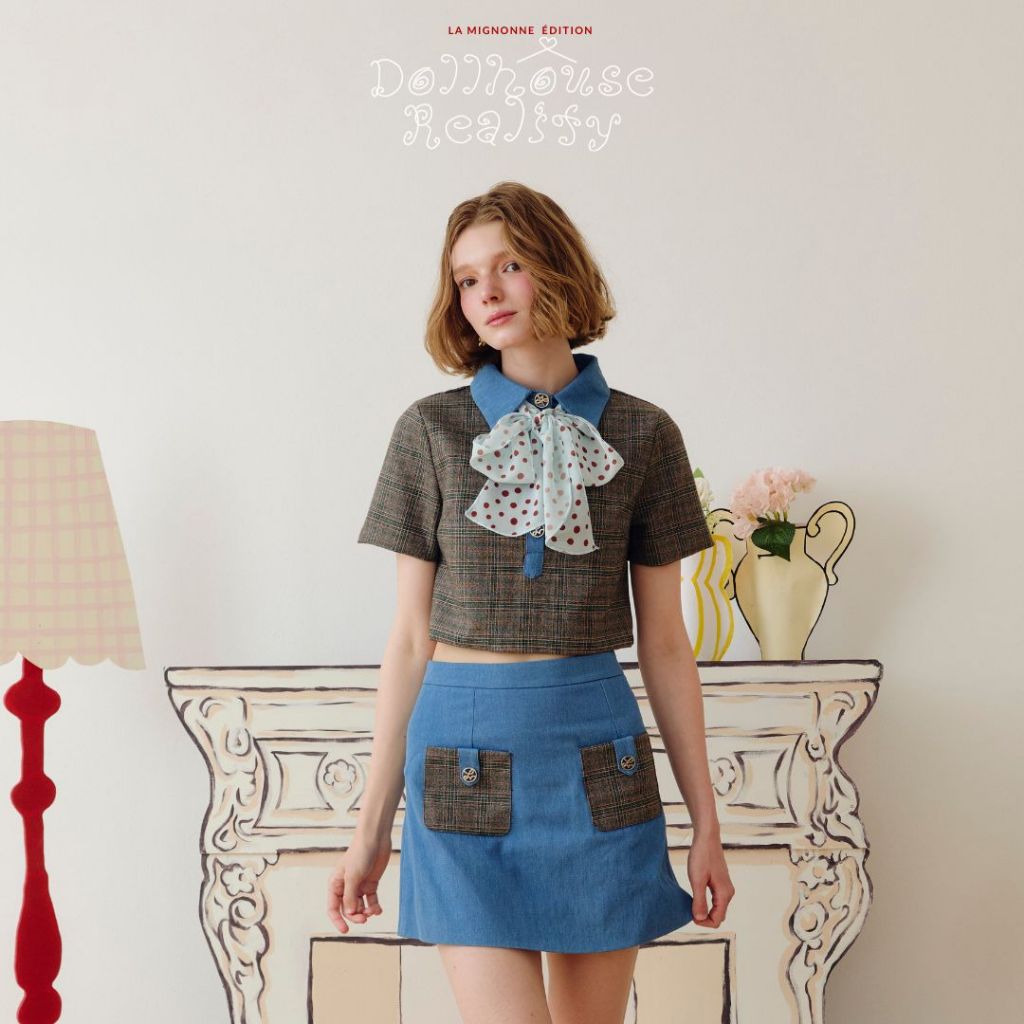 La Mignonne (XS-3XL) Samantha lone Set เซ็ตใส่ทำงาน ใส่เที่ยว กระดุมเสื้อใช้งานได้จริง กระเป๋ากระโปรงใช้งานได้จริง