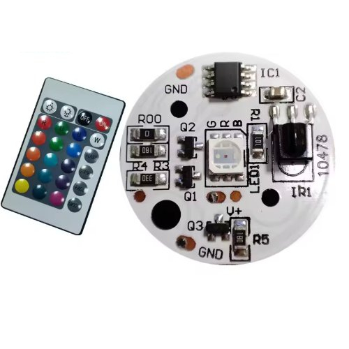 ไฟ LED RGB หลากสี Multicolor RGB LED Night Light Moon Lamp 31mm 3D 5V DC 3W IR 24-Keys Remote Contro