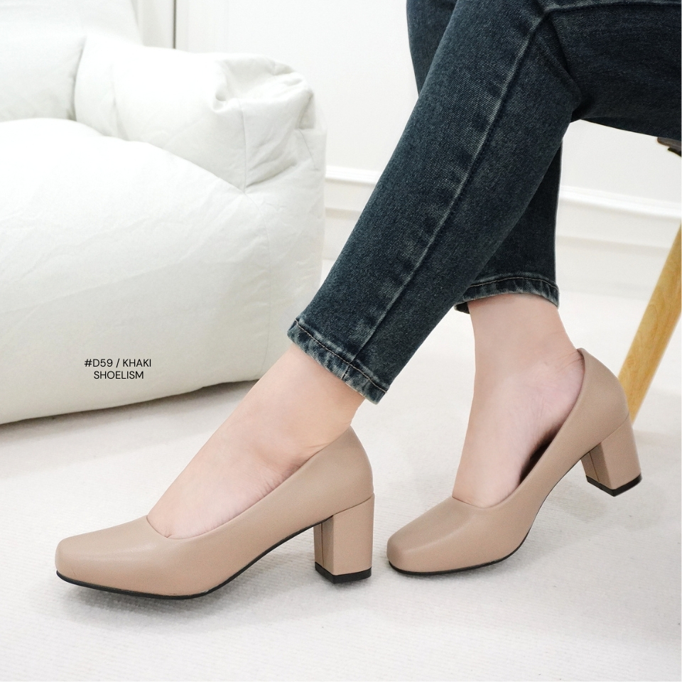 D59 #รองเท้าคัทชู ทรงเหลี่ยมที่สาวๆ ถามหา พื้นบุนวมหนานุ่มซัพพอร์ตอุ้งเท้าเป็นพิเศษ SHOELISM #รองเท้าผู้หญิง