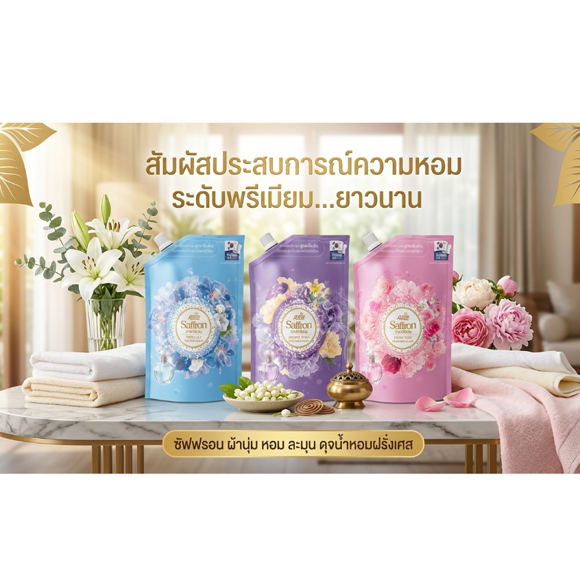 ซาฟฟรอน น้ำยาปรับผ้านุ่มสูตรเข้มข้น1.5 ล
