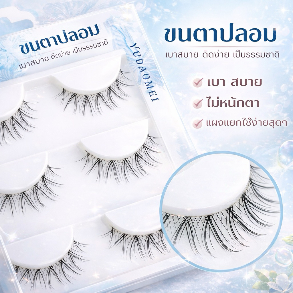 ขนตา 85 กล่องฟ้า 1 กล่อง มี 3 คู่ ขนตาเจ้าสาว ขนตาธรรมชาติ ที่สวยมากจริงๆ