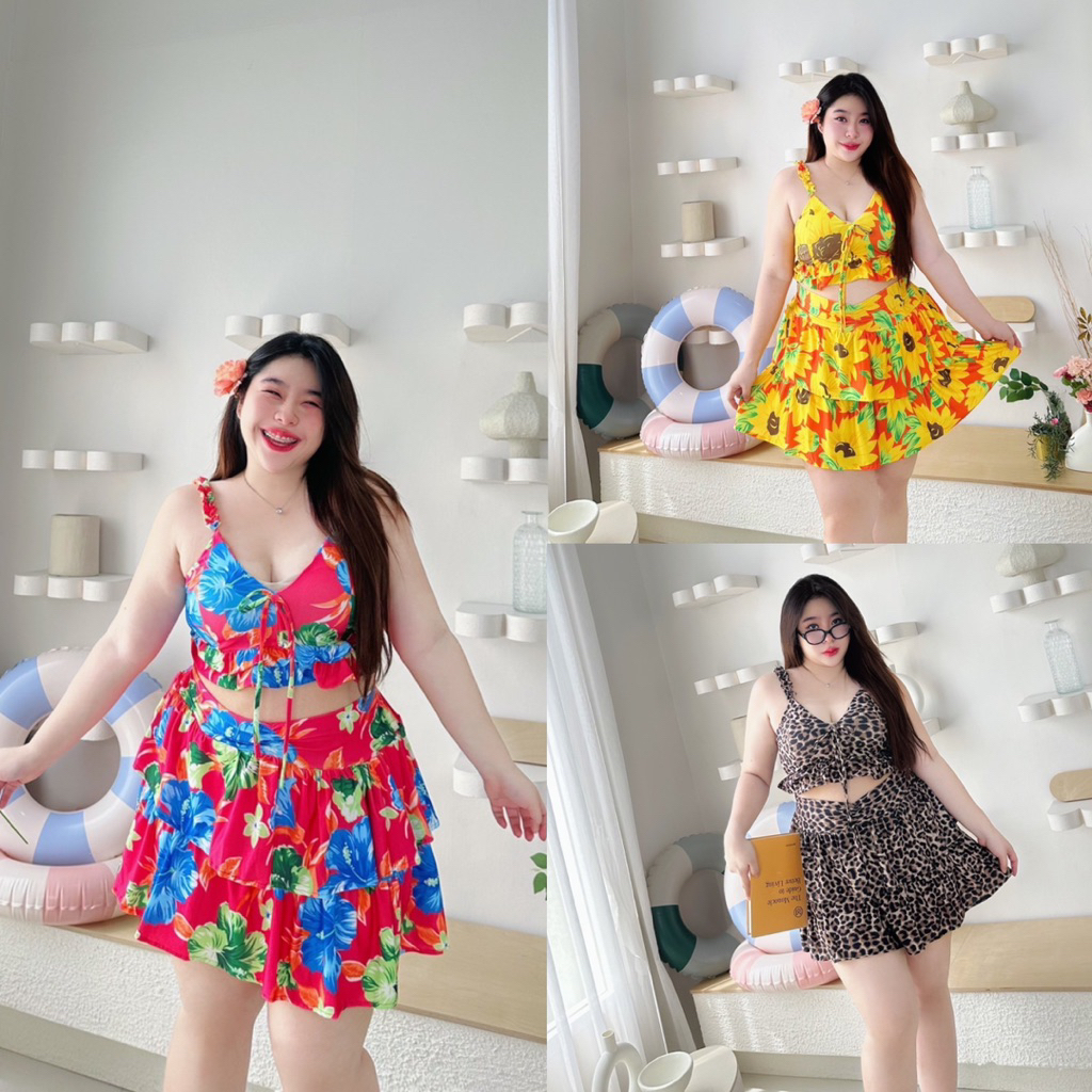 Breeze Set Plussize Bornplus ชุดเซ็ทเสื้อครอปสายเดี่ยว  อก 34-56”