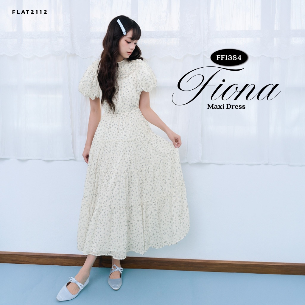 FLAT2112 : FIONA MAXI DRESS เดรสยาวลุคคุณหนู เดรสยาวหวานๆ เดรสยาวลุคเรียบร้อย เดรสยาวโทนซอฟ (FF1384)