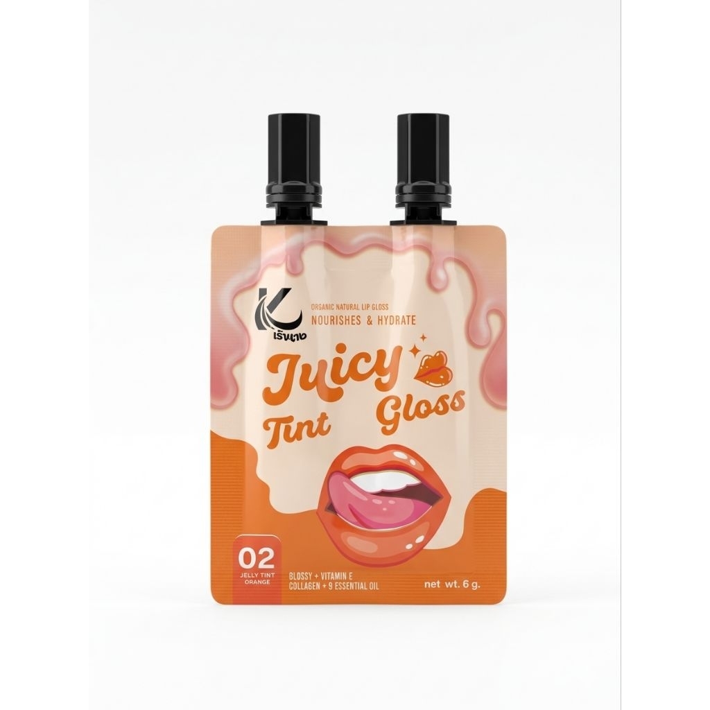 เจ้านาง จูซซี่ ทินท์ กลอส (Jaonang Juicy Tint Gloss) ​02 Jelly Tint Orange (ขนาด 6 กรัม)
