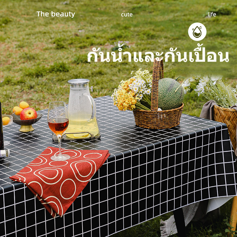 ✅CODผ้าปูปิคนิค PVCหนา ผ้าปูโต๊ะ กันน้ำ ทนขีดข่วน ทำความสะอาดง่ายแผ่นปูโต๊ะ สิ่งจำเป็นสำหรับกลางแจ้ง