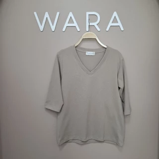 [ U46 ] WARA เสื้อคอวีแขนศอก ผ้านุ่ม ใส่สบาย COTTON SPANDEX ไม่ต้องรีด