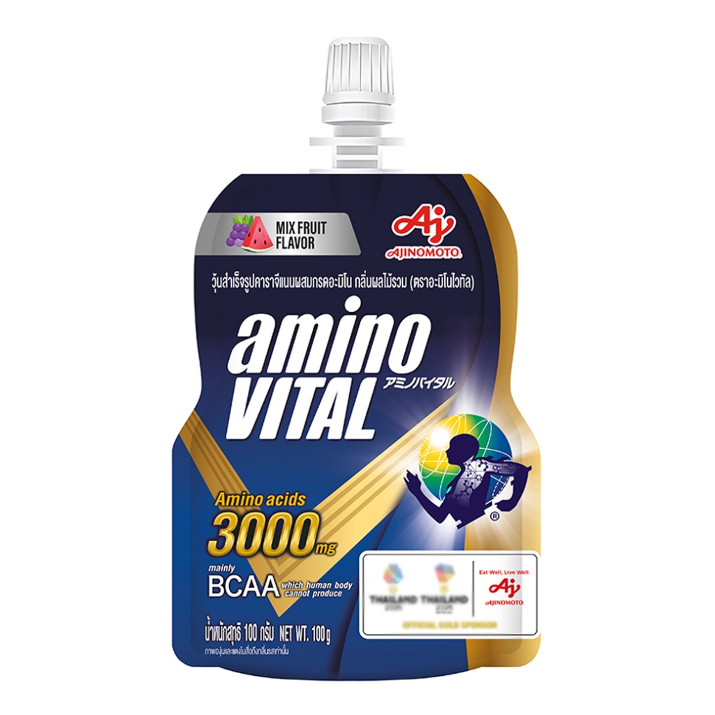 Amino Vital [ แถม 1 ซอง : 1 ออเดอร์ ] อะมิโน ไวทัล 100 g.mixed fruits 1 ซอง Energy gel เจลพลังงานผสม