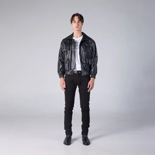 JACK RUSSEL กางเกงยีนส์ผู้ชาย ทรงเดฟธรรมดา Skinny-Fit รุ่น J-5005 สี Super Black กางเกงยีนส์แจ็ครัสเซล