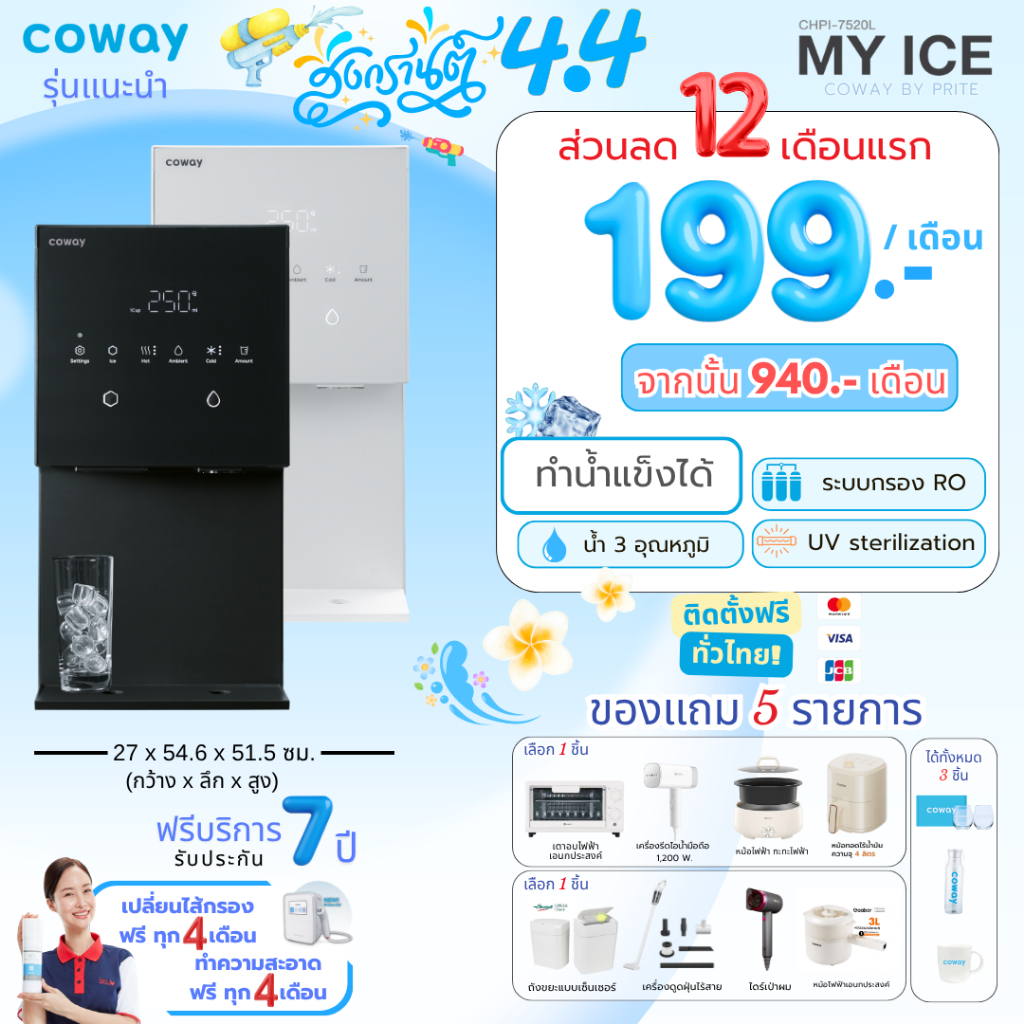 [ทักแชทก่อนสั่งซื้อ] Coway เครื่องกรองน้ำรุ่น My ice ผลิตน้ำแข็งได้ในตัว (ราคาต่อเดือน)