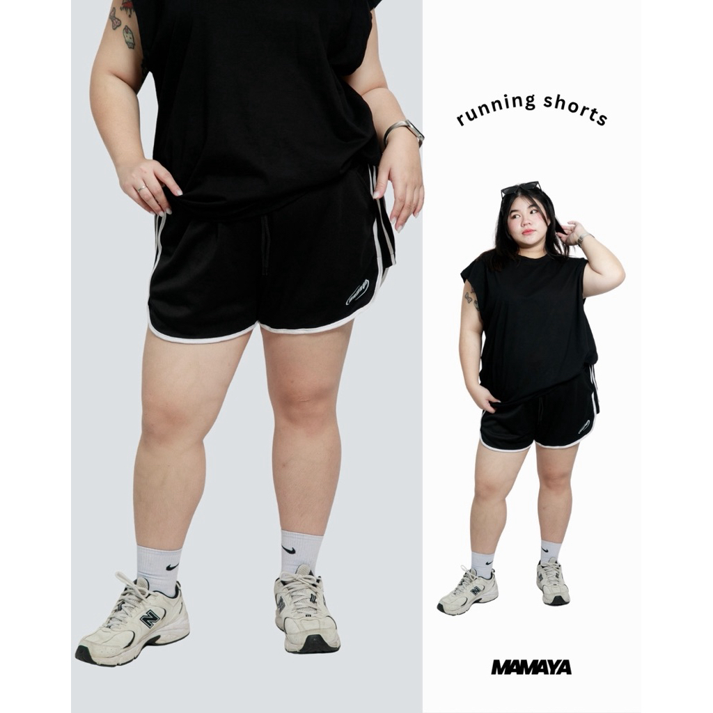 MAMAYA - กางเกงขาสั้นยางยืดมีกระเป๋า กางเกงคนอ้วนขาสั้นไซส์ใหญ่ แนวสตรีท #plussize ใส่ได้ทั้งชายและหญิง