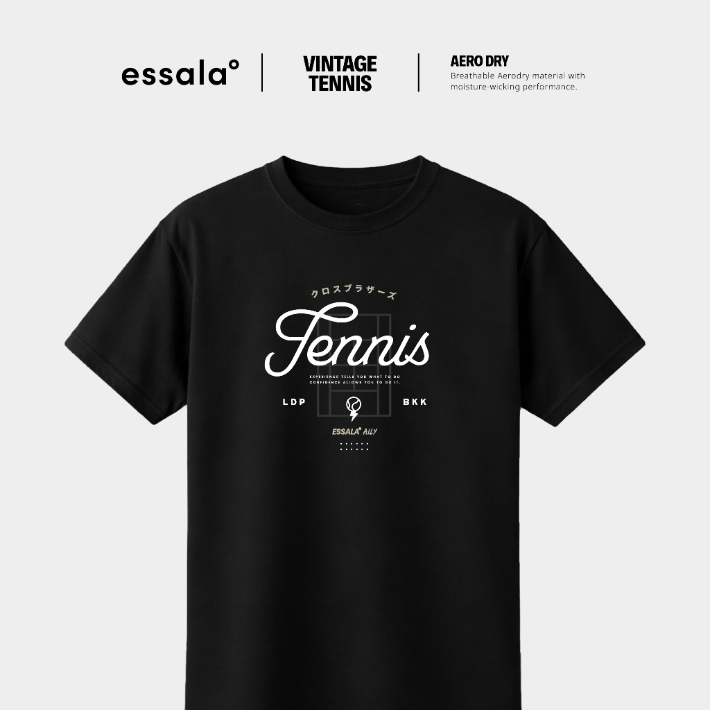 Essala Tennis Typo COL. เสื้อกีฬา นุ่ม ระบายอากาศดี ไม่ติดตัว ผ้าไมโคร Aero Dry l Ally Tennis