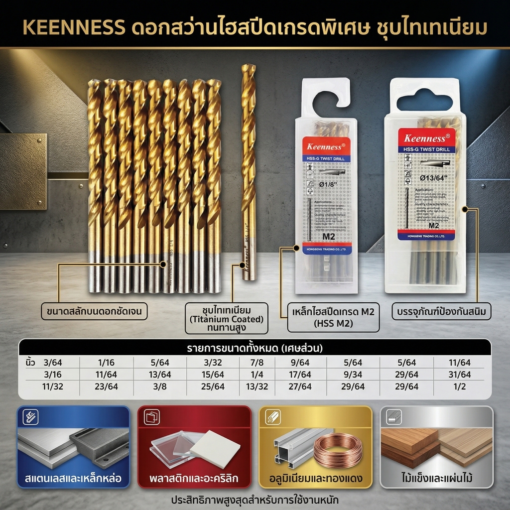 Keenness ดอกสว่านเจาะเหล็ก ขนาด 1 มม - 6.5 มม.