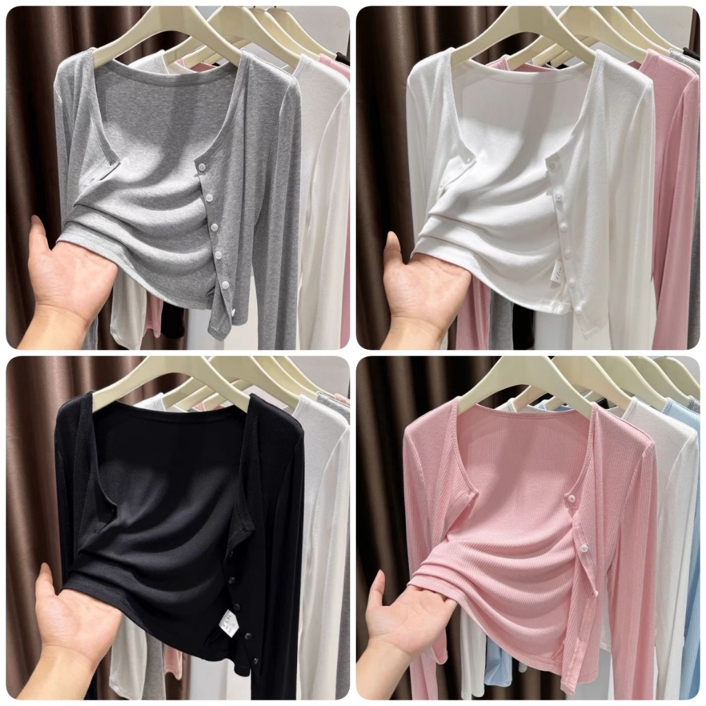 เสื้อคาร์ดิแกนกันแดด, ผ้าคลุมไหล่ผู้หญิง, เสื้อเบลาส์, บาง, ระบายอากาศได้ดี, ดํา, เทา, ขาว, ชมพู
