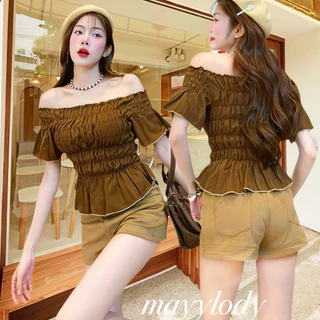 💓mayylody💓 VAVA TOP ครอปท็อป / ปาดไหล่ สม็อคจั้มรอบตัว สไตล์เกาหลี สุดฮิต 🌷🪞🌤️🍃 เสื้อครอป ครอป เสื้อเปิดไหล่