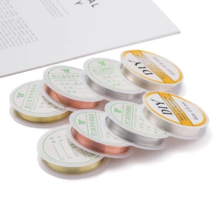1ม้วน ลวดทองแดง (0.2-1mm) ลวดดัด เครื่องประดับ สำหรับงาน DIY ทำสร้อยคอ สร้อยข้อมือ สีทอง/สีโรเดียม/สีทองแดง
