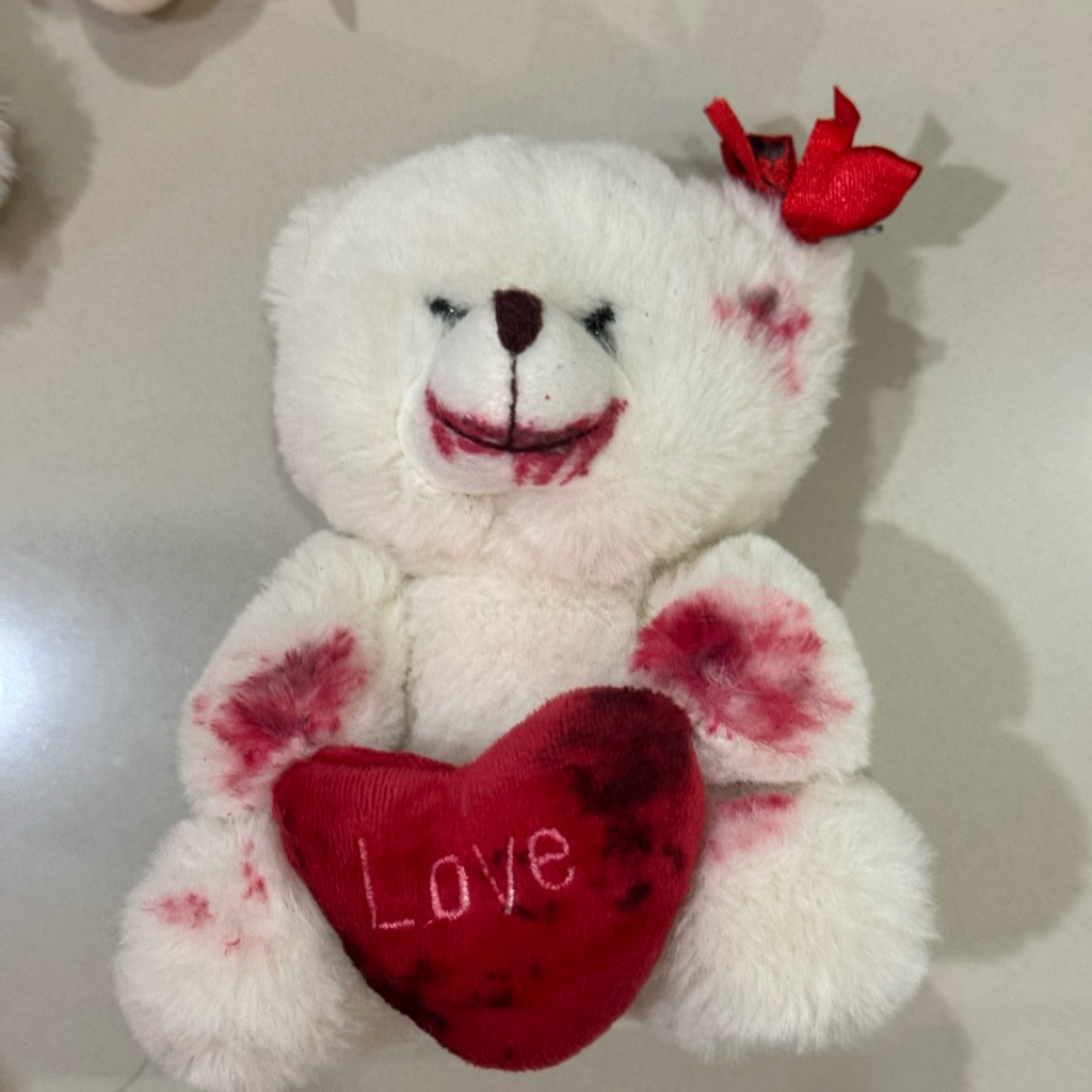 ส่งต่อ ตุ๊กตา plushie little bear white with red custom doll bear teddy