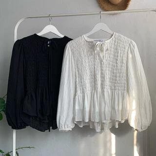 Loafy ruffle top ˖ ࣪(polka dot+3สีใหม่) ౨ৎ -สม็อคช่วงตัวด้านหน้า และหลัง -หายห่วงเรื่องความบาง มาพร้อมซับในทั้งตัว
