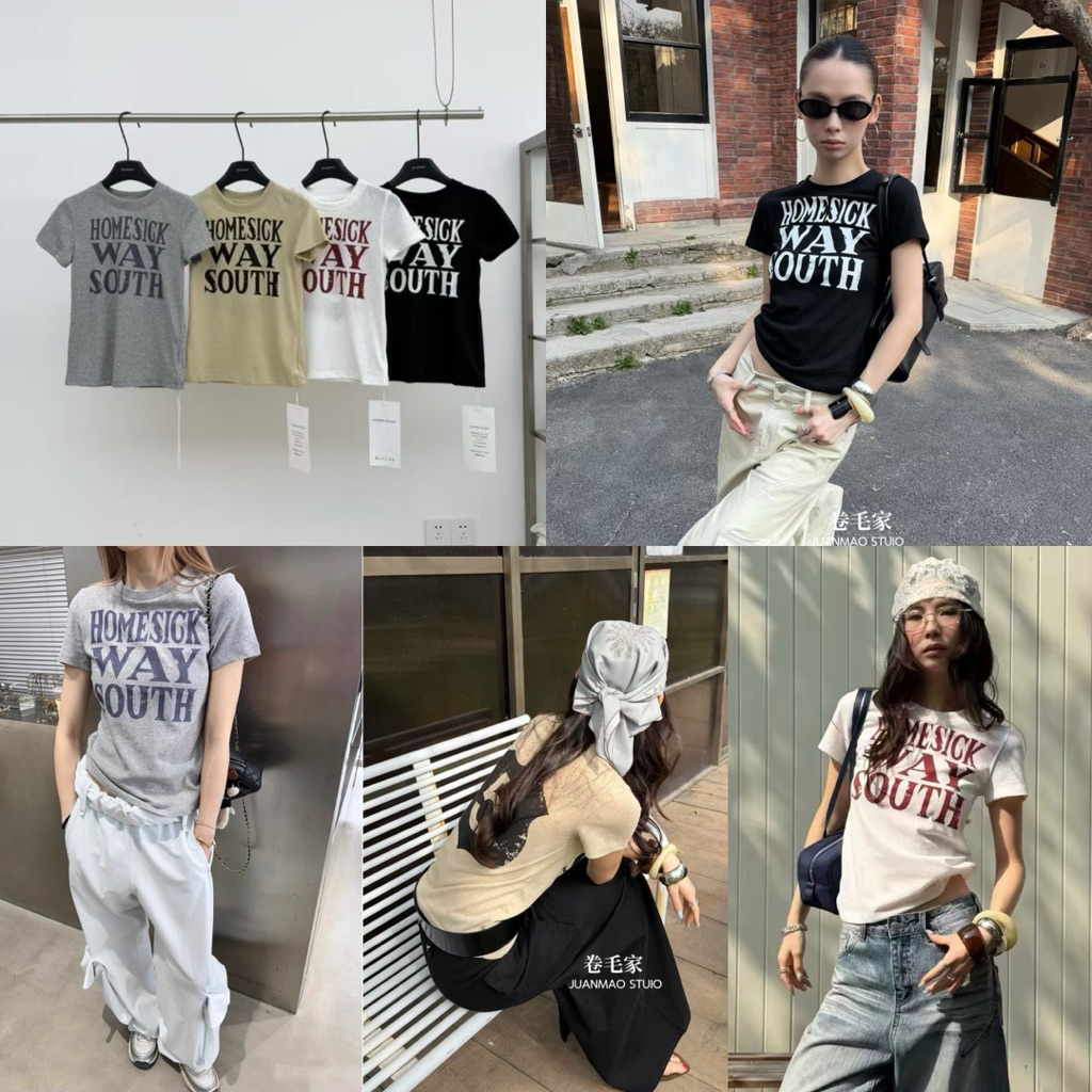 ส่งด่วน 🛵 HOMESICK TEE เสื้อยืด งานผ้าสลาฟเนื้อบาง สไตล์สาวชิค สกรีนหน้าหลัง