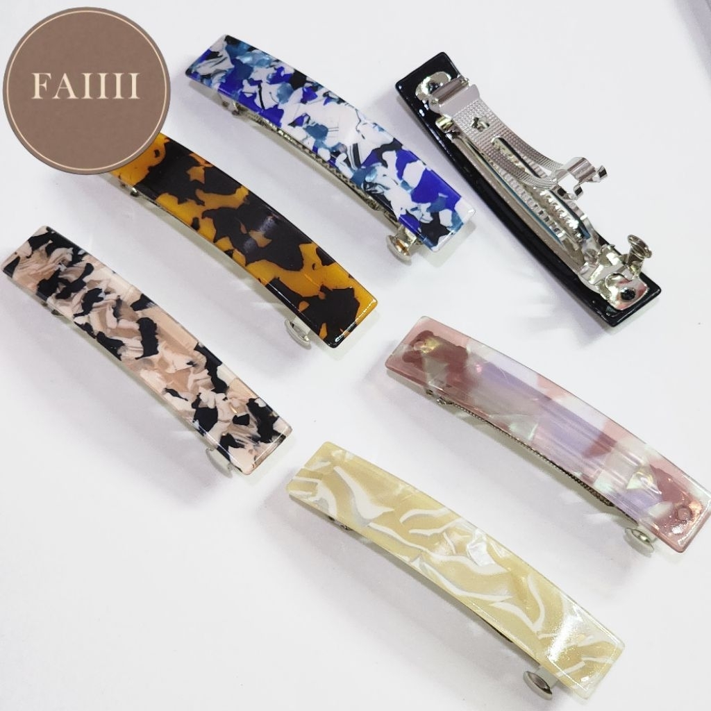 กิ๊บหนีบผมลายหินอ่อน สไตล์เกาหลี เรียบหรู ใส่ง่าย   ขนาด 8 cm ราคา ถูกที่สุด ดีลบีเคเค