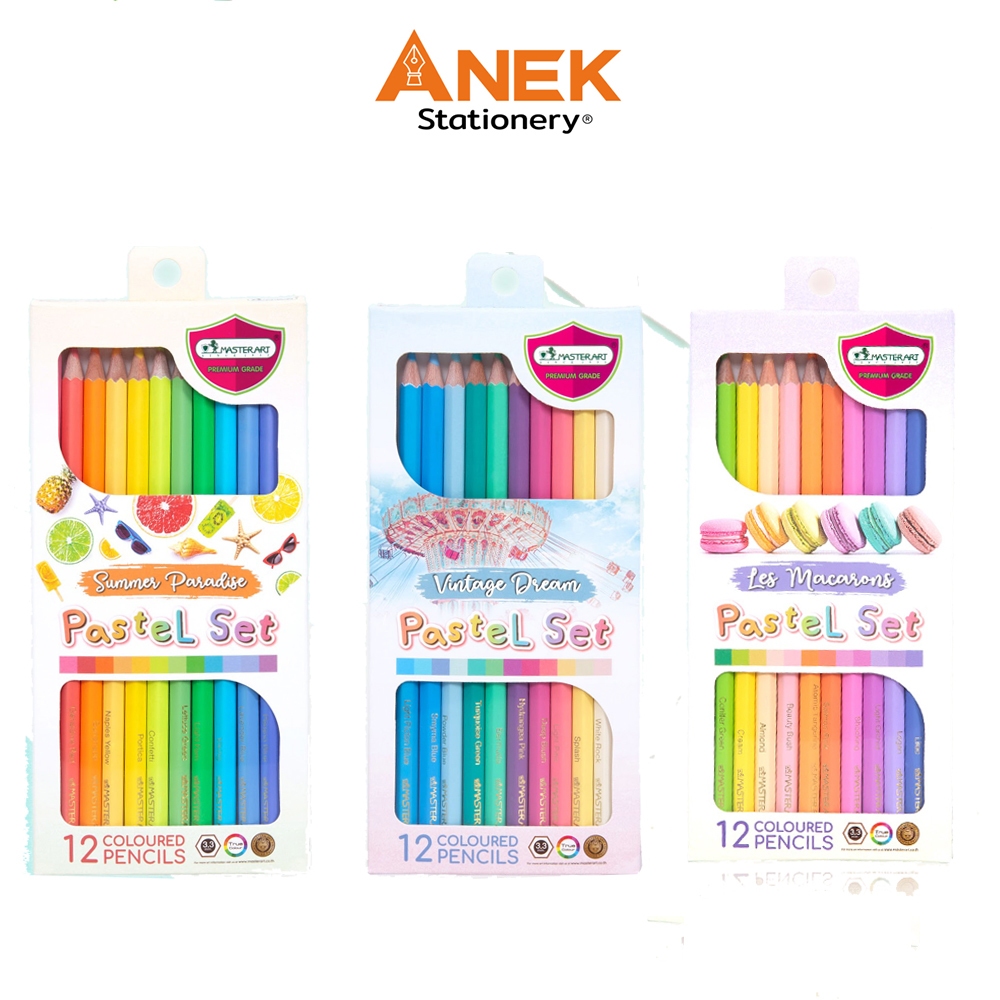 สีไม้พาสเทล 12 สียาว ตรา มาสเตอร์อาร์ต Master Art   (จำนวน 1 กล่อง)