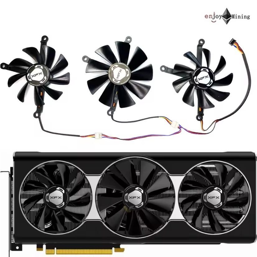 พัดลมการ์ดจอ XFX RX 5700XT 8GB THICC III Ultra Overseas Edition Graphics Card Cooling Fan