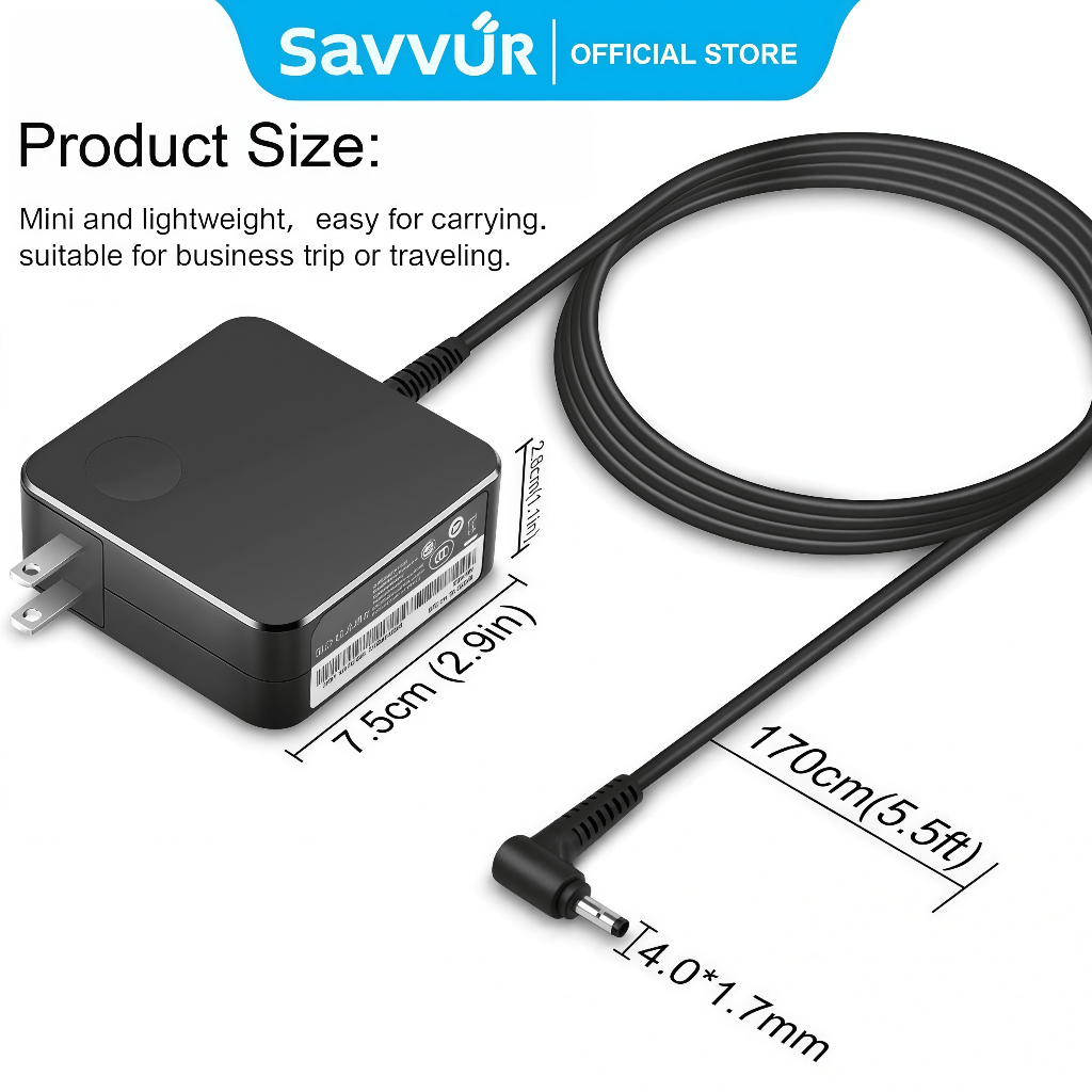 อะแดปเตอร์แล็ปท็อป ASUS (65W) 20V3.25A *มีหัวชาร์จ 3 ขนาด: 5.5x2.5 มม., 4.0x1.35 มม., 4.5x3.0 มม. สายชาร์จอะแดปเตอร์แล็ป