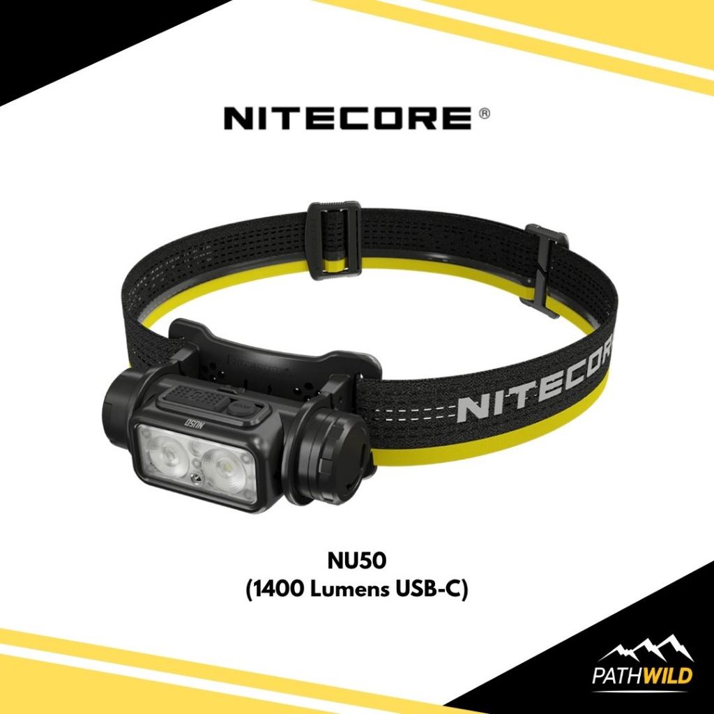 NITECORE NU50 (1400 Lumens USB-C) ไฟฉายคาดหัว ความสว่างสูงสุด 1400ลูเมน แบบชาร์จไฟได้ น้ำหนักเบา