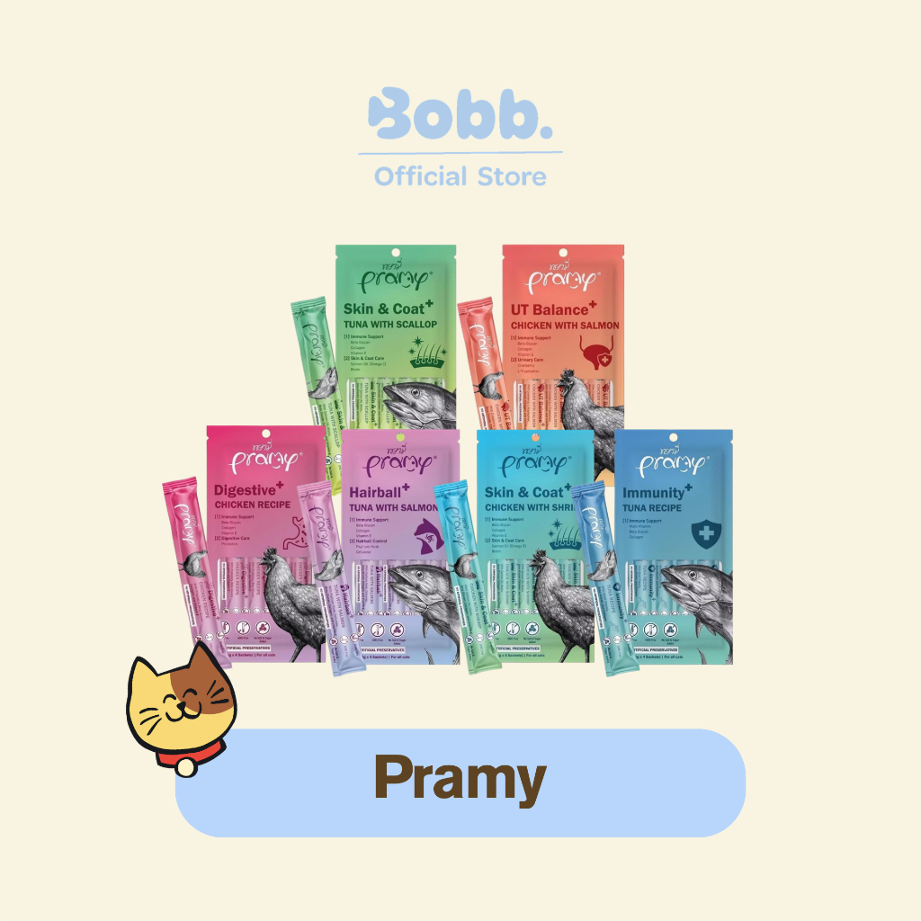 ขนมแมวเลีย Pramy แมวเลียสูตรบำรุงร่างกาย