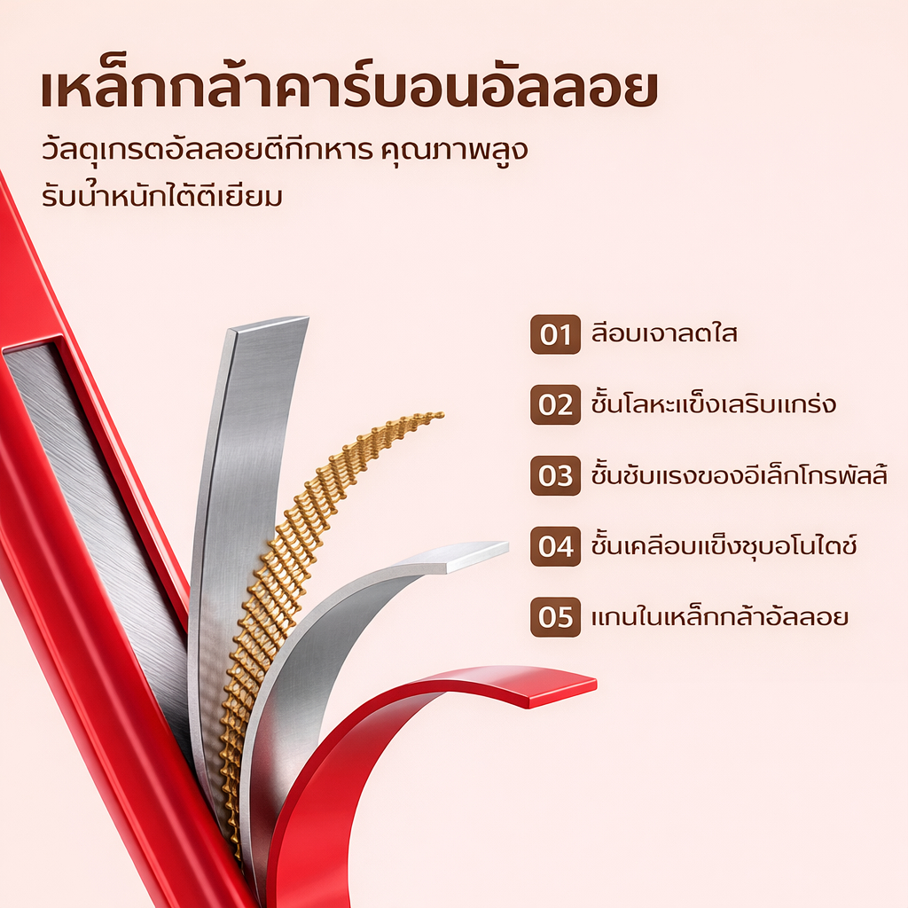 บันไดพับได้ บันไดอลู ได้อเนกประสงค์สำหรับใช้ในบ้าน 2/3/4/5/6/7 ขั้น บันไดเหล็กหนา พกพาสะดวก รูปที่ 4