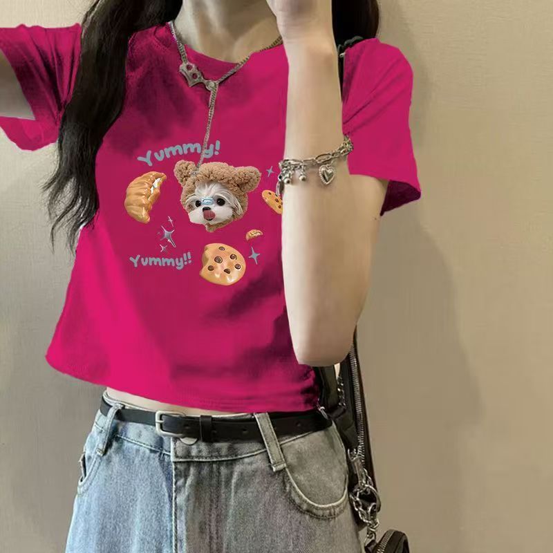 เสื้อครอปแขนสั้น ผ้าคอตตอนผสม สกรีนลายสวยๆ E8015 – โปรปัง