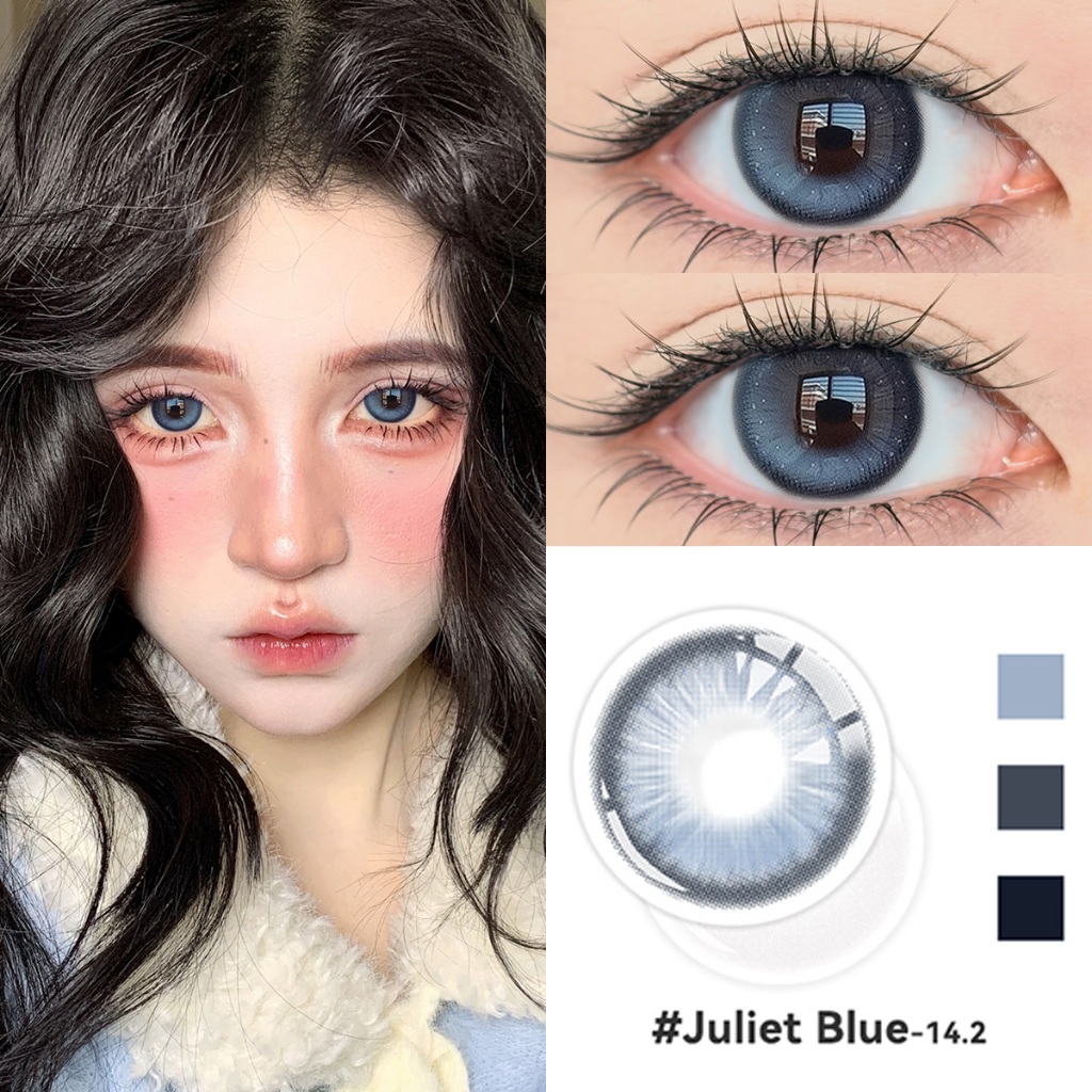 [📢FDA-approved❗ ]【ซื้อ1คู่แถม ลิปสติก💋】Midroo เลนส์แฟชั่นสีชัด บลิงบลิงๆ เลนส์หวานๆJuliet Brown/Blue/Grey-14.2mmรายเดือน
