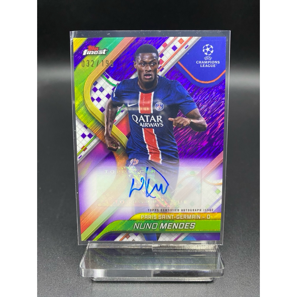 การ์ดฟุตบอล✍🏼ลายเซ็น Nuno Mendes Auto | 2024/25 Topps Finest UEFA Club Competitions 🇵🇹 /199