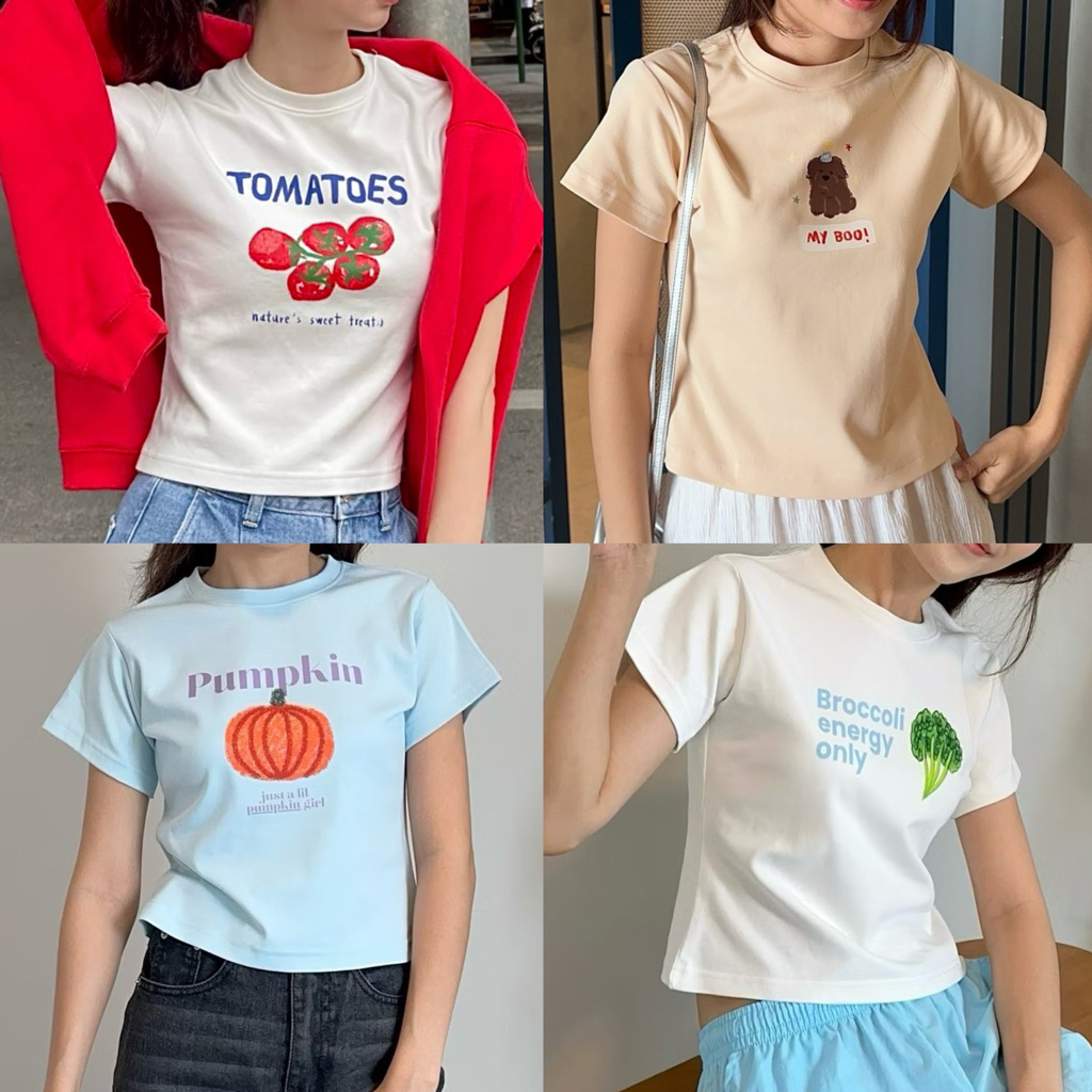 myyoungs - Baby Tee เสื้อยืดเบบี้ที(cute)