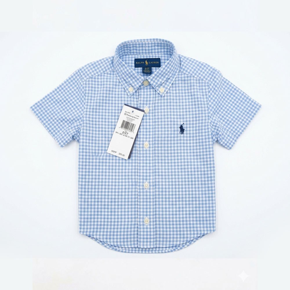POLO Ralph Lauren เด็ก รุ่น Spring II Blue MU แขนสั้น เสื้อโปโลเด็กสีฟ้า งานแท้ USA ใส่ได้ 2-7 ขวบ