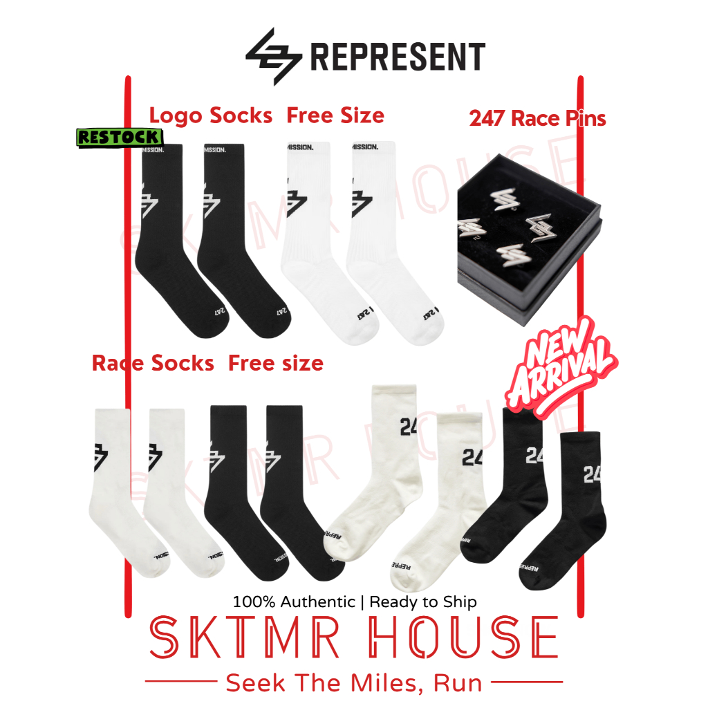 [พร้อมส่ง] 247 Represent Logo Socks / Race Socks / ARC Socks | ถุงเท้าวิ่ง ถุงเท้าออกกำลังกาย