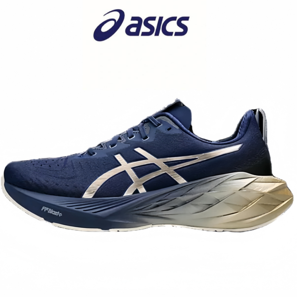 ASICS Novablast 4 PLATINUM บลูโกลด์（ของแท้ 100 %）รองเท้าวิ่ง