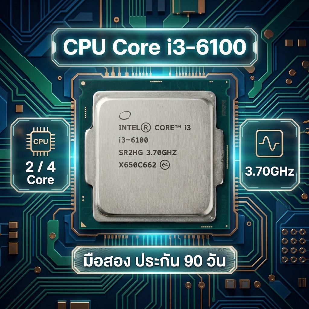 [มือสอง] CPU Intel Core i3-6100 (3.70GHz) LGA 1151 สภาพดี ใช้งานปกติ ประกันร้าน 90 วัน