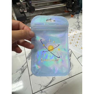 พร้อมส่ง✅ 50ใบ ถุงซิปล็อค ถุงซิปล็อคโฮโลแกรม สกรีนโลโก้ได้ ถุงซิปล็อคสีเลเซอร์ พาสเทล ซอง มีรูแขวน มีหลายขนาด