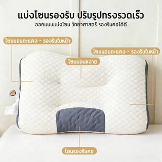 หมอน หมอนสุขภาพ หมอน แก้ปวดคอ ต้านเชื้อแบคทีเรีย หมอนรองคอ การยศาสตร์ 19x29x6นิ้ว (48x74x15ซม)