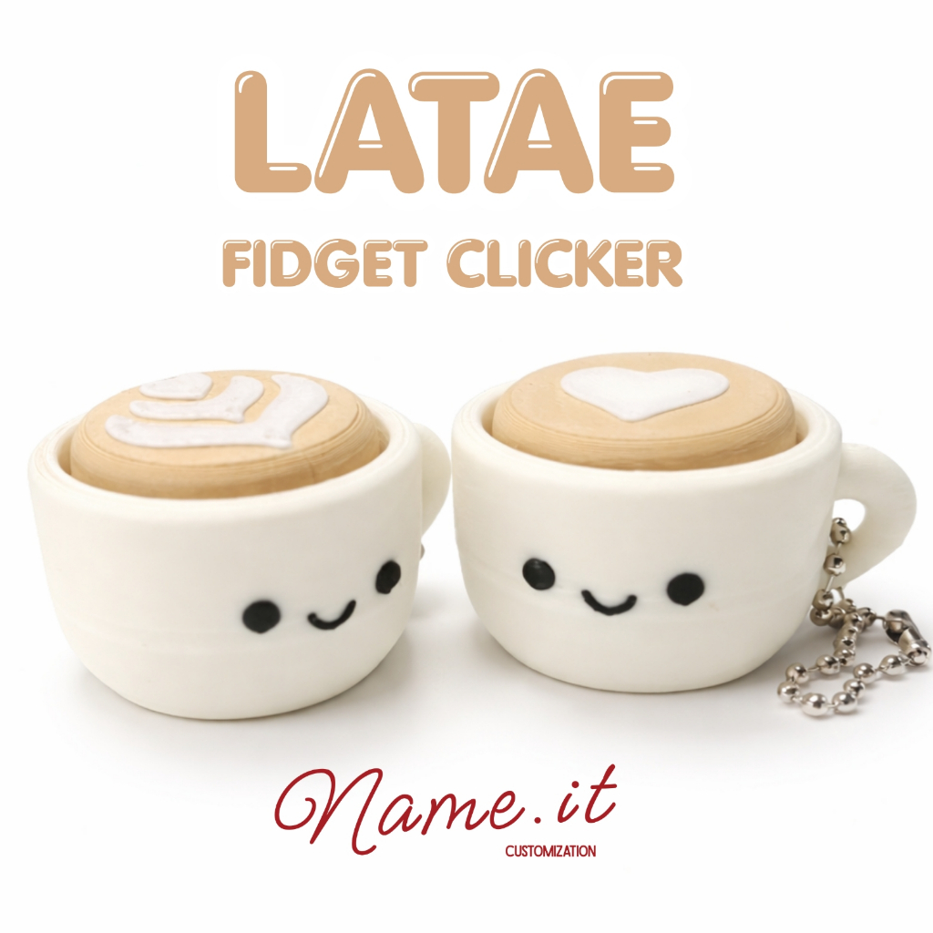 พวงกุญแจแก้วลาเต้กดได้ Latte Clicker